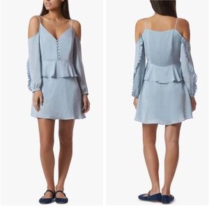 NWT Avec Les Filles Cold Shoulder Button Front Dress in Robin Eggs Blue